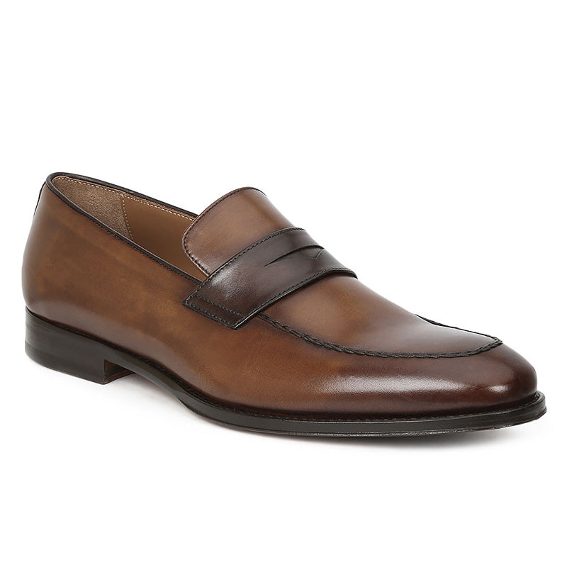 Bruno Magli Calfskin Loafers Cognac / Dark Brown