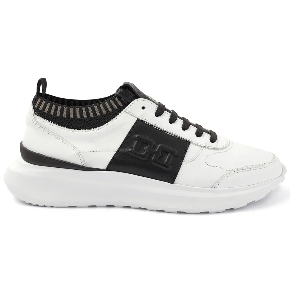 Bruno Magli Gatti Luxury Sport Leather Sneakers White / Black