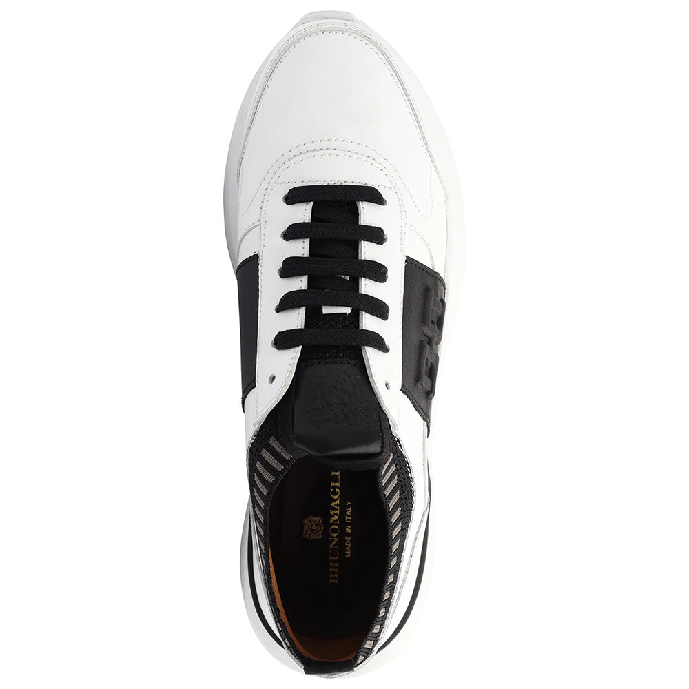 Bruno Magli Gatti Luxury Sport Leather Sneakers White / Black