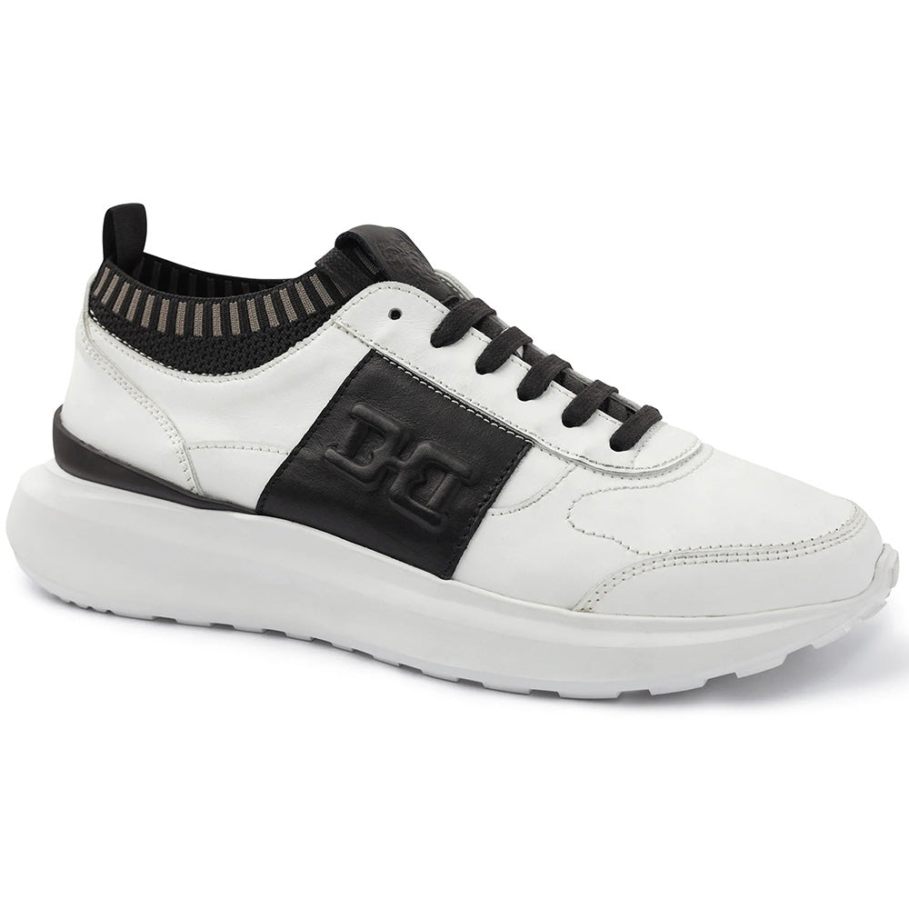Bruno Magli Gatti Luxury Sport Leather Sneakers White / Black