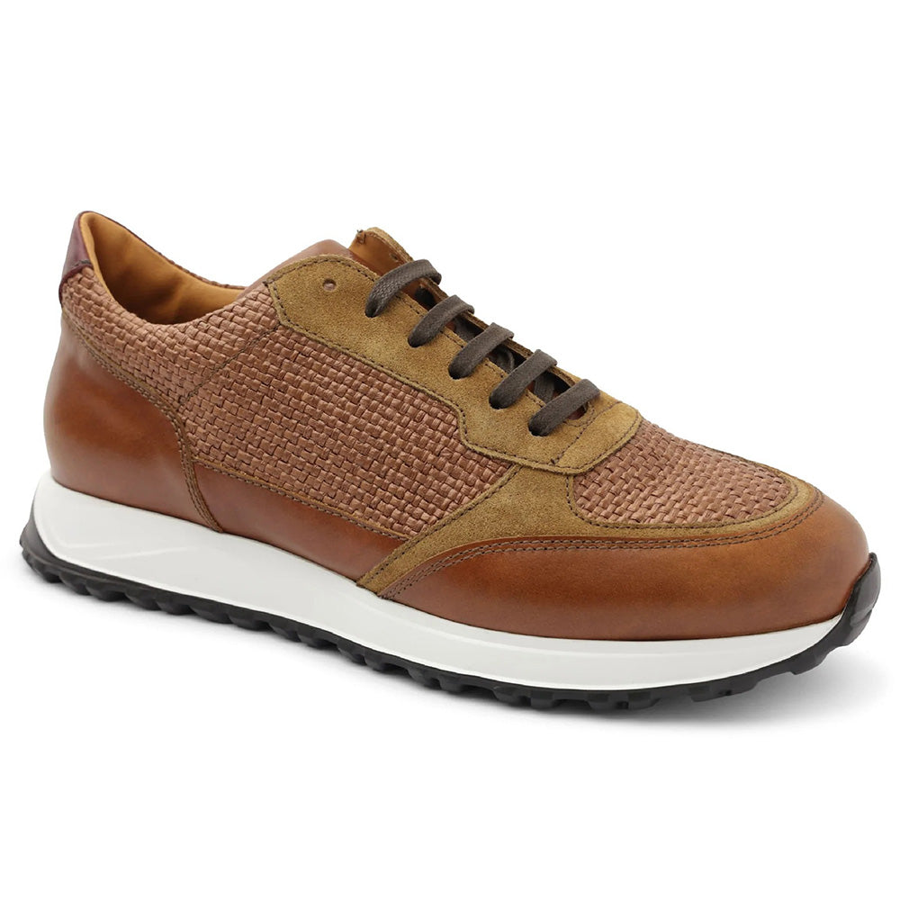 Bruno Magli Holden Leather Lace-up Sneakers Cognac