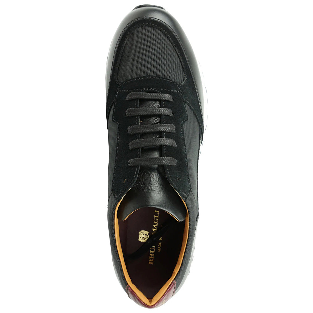 Bruno Magli Holden Leather / Nylon Lace-up Sneakers Black