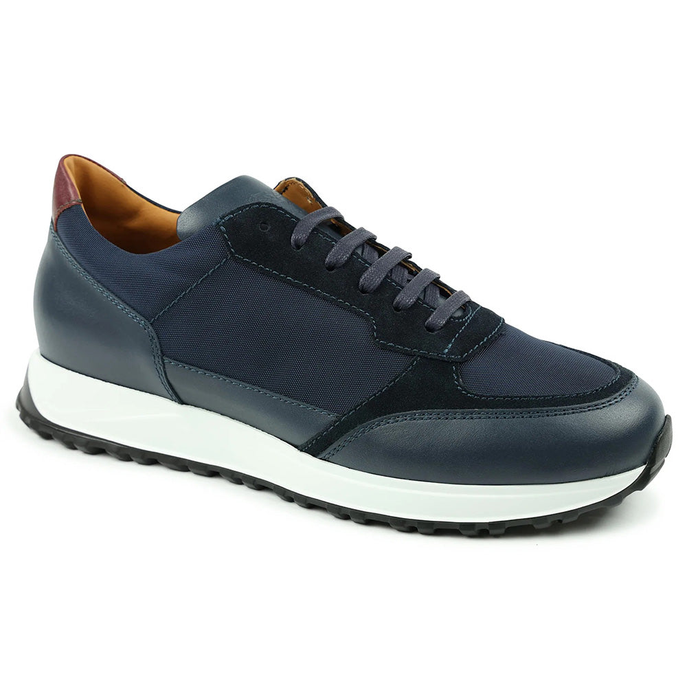 Bruno Magli Holden Leather / Nylon Lace-up Sneakers Navy
