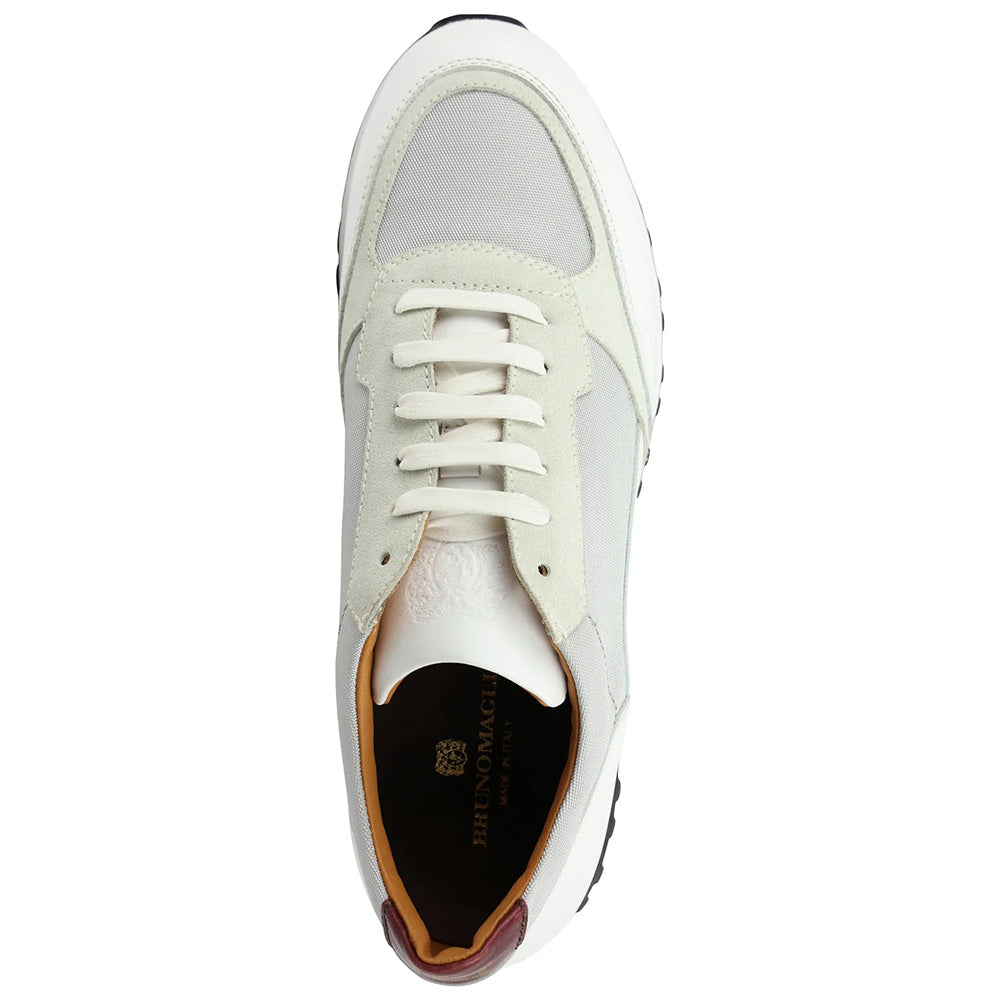 Bruno Magli Holden Leather / Nylon Lace-up Sneakers White / Light Grey