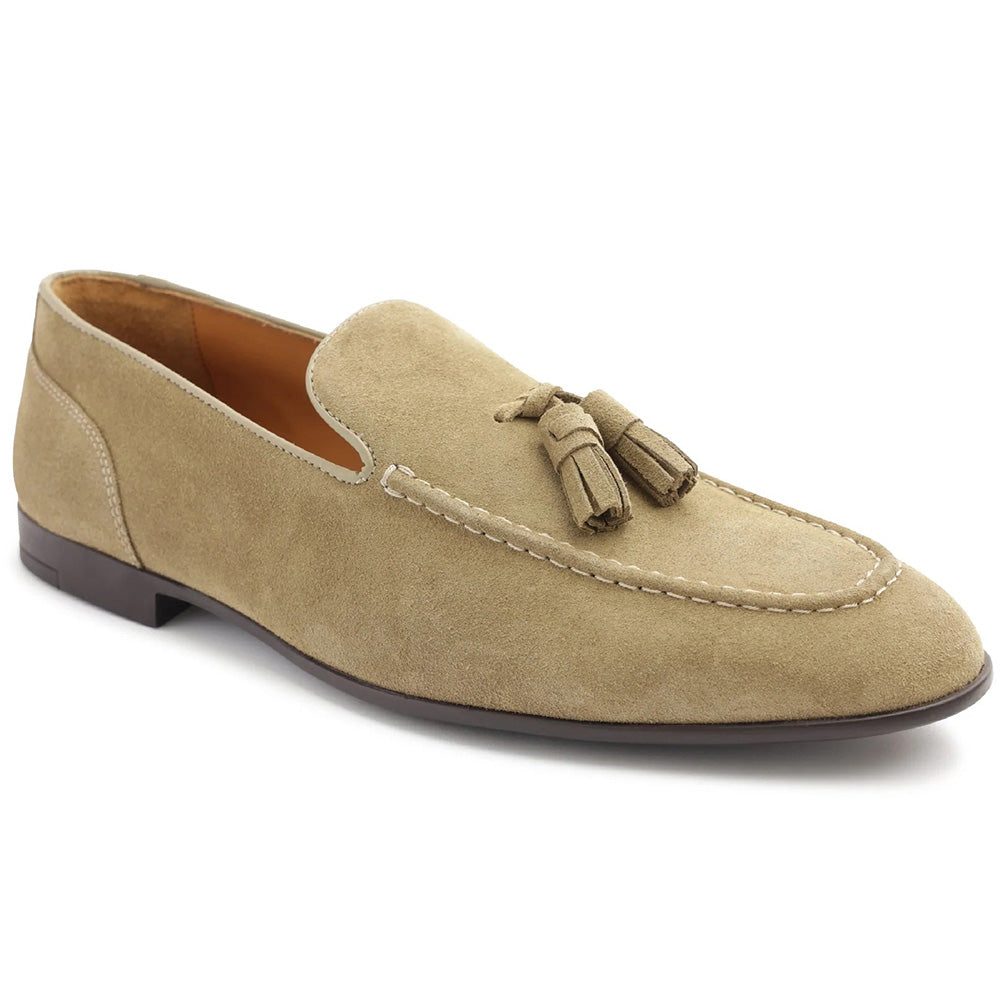Bruno Magli Luis Suede Tailored Loafers Sand