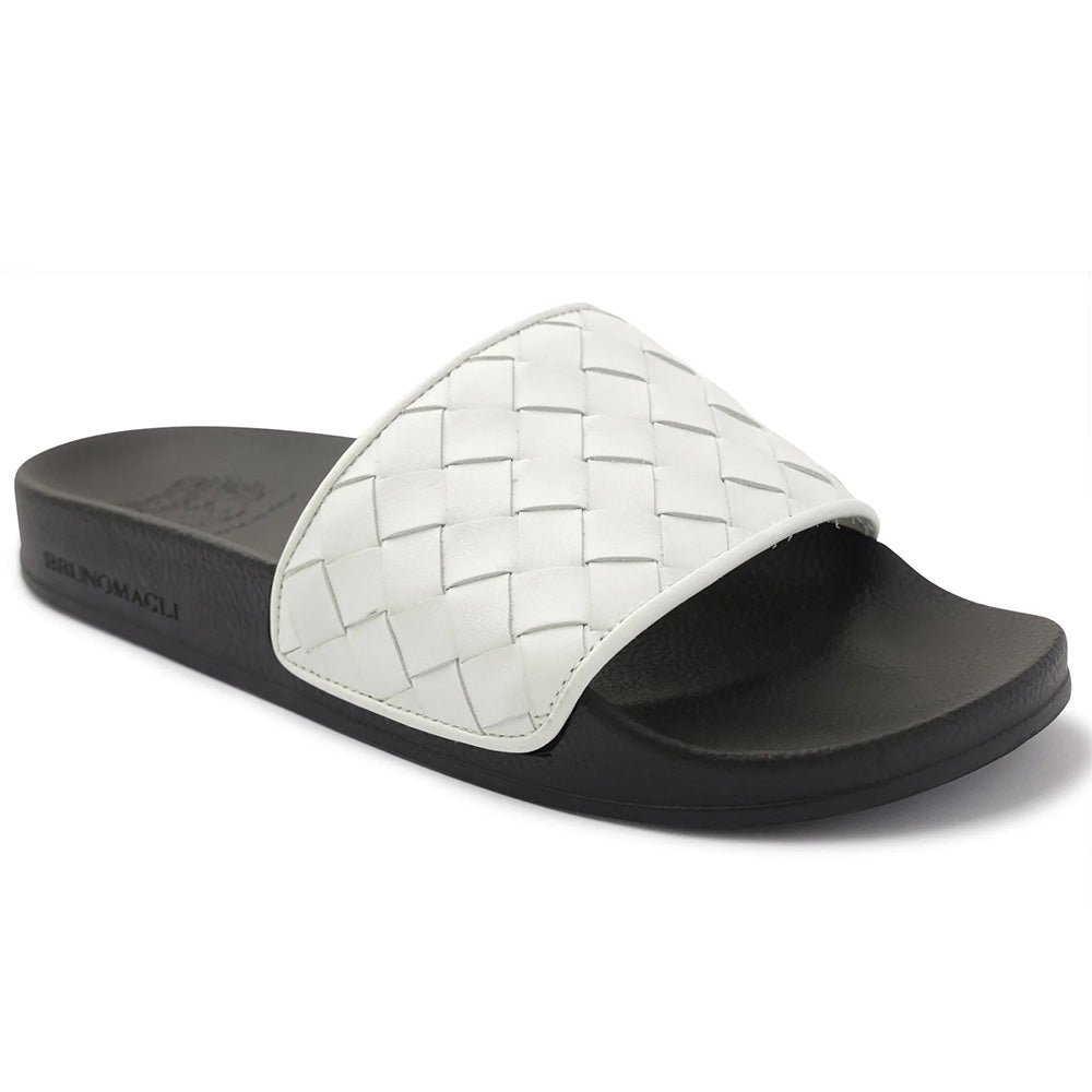 Bruno Magli Magnus Woven Slide White