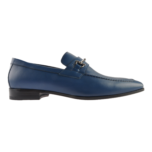 Bruno Magli Mamante Grained Calfskin Loafers Navy