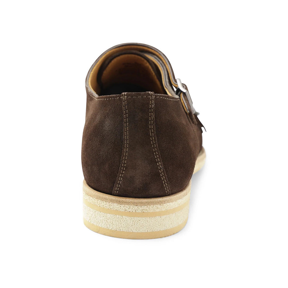 Bruno Magli Maurizio Double Buckle Suede Shoes Dark Brown