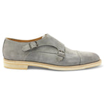 Bruno Magli Maurizio Double Buckle Suede Shoes Grey