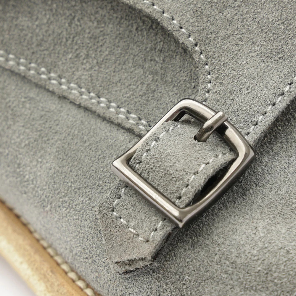 Bruno Magli Maurizio Double Buckle Suede Shoes Grey