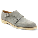 Bruno Magli Maurizio Double Buckle Suede Shoes Grey