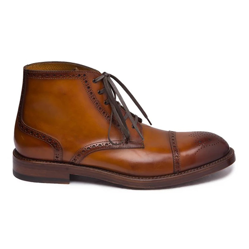 Bruno Magli Octavio Brogue Lace Up Boots Cognac