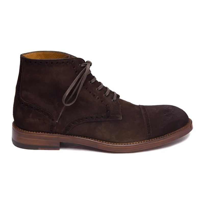 Bruno Magli Octavio Suede Brogue Lace Up Boots Dark Brown