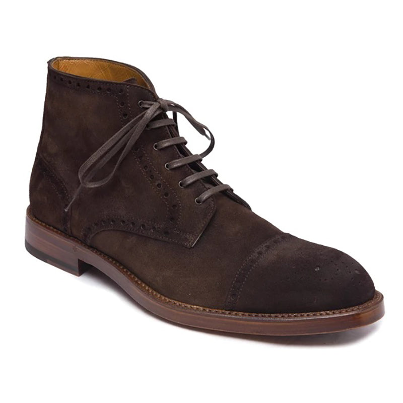 Bruno Magli Octavio Suede Brogue Lace Up Boots Dark Brown