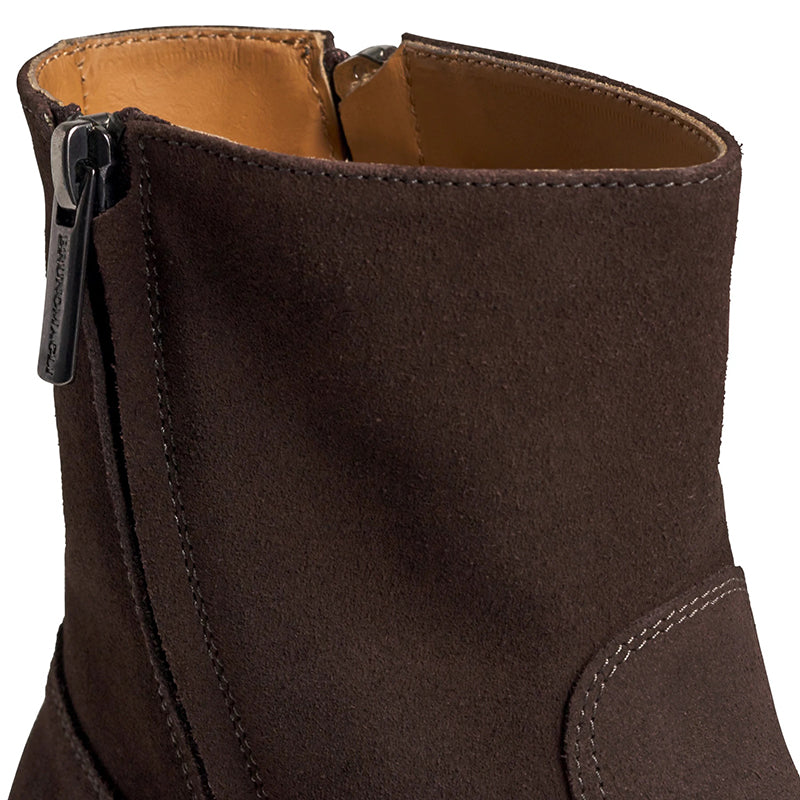 Bruno Magli Risoli Suede Cuban Heel Boots Dark Brown