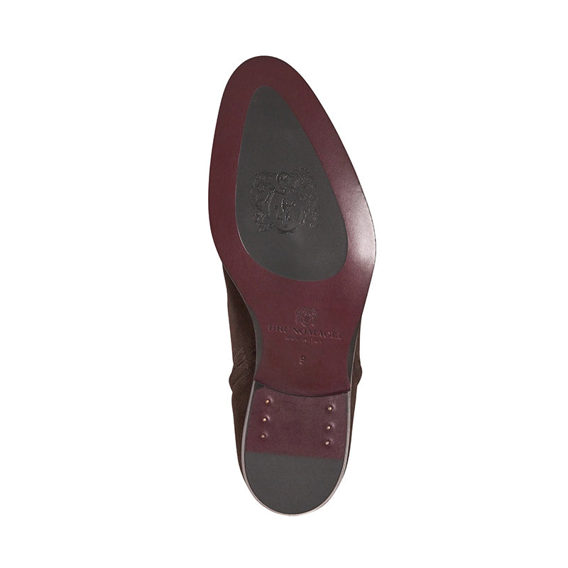 Bruno Magli Risoli Suede Cuban Heel Boots Dark Brown