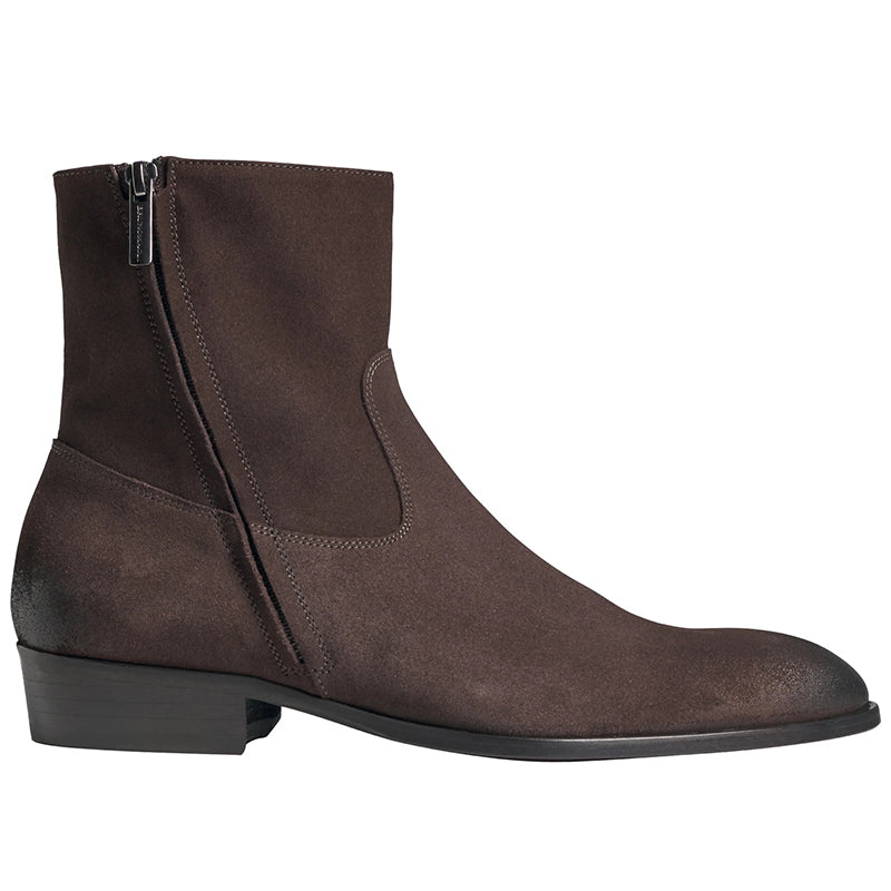 Bruno Magli Risoli Suede Cuban Heel Boots Dark Brown