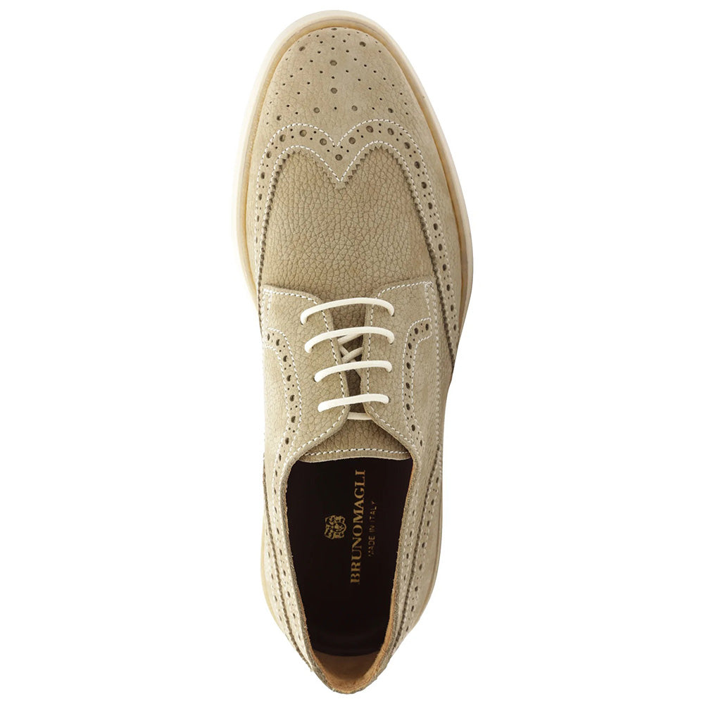 Bruno Magli Salento Brogue Wingtip Derby Shoes Beige