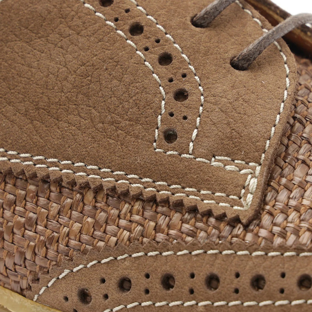 Bruno Magli Salento Brogue Wingtip Derby Shoes Brown / Raffia
