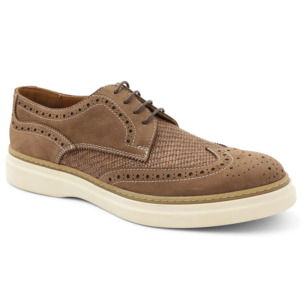 Bruno Magli Salento Brogue Wingtip Derby Shoes Brown / Raffia