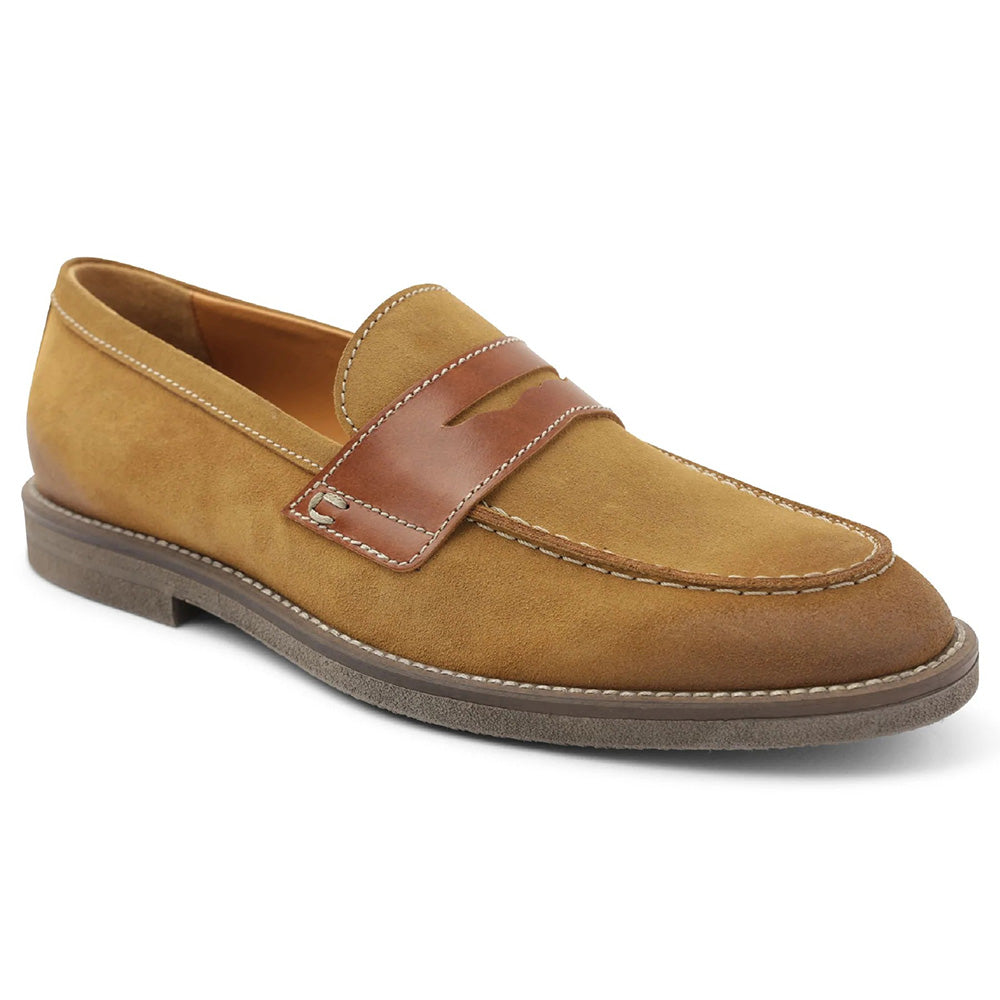 Bruno Magli Sanna Water Resistant Suede Penny Loafers Cognac