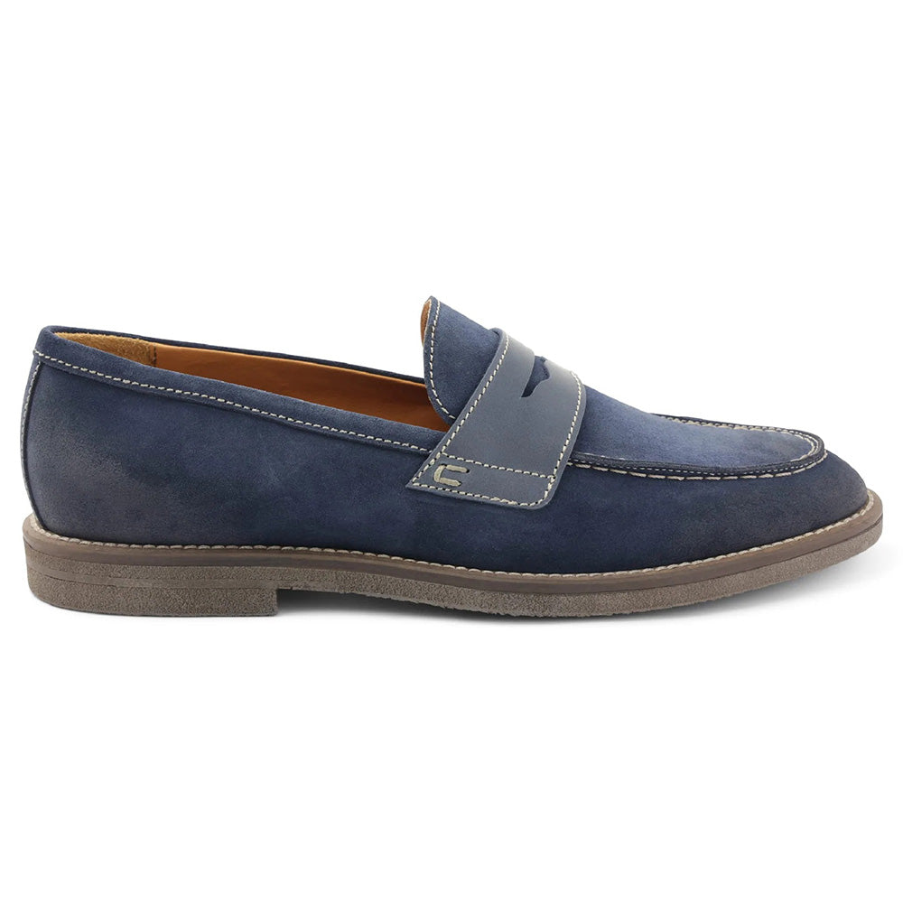 Bruno Magli Sanna Water Resistant Suede Penny Loafers Navy