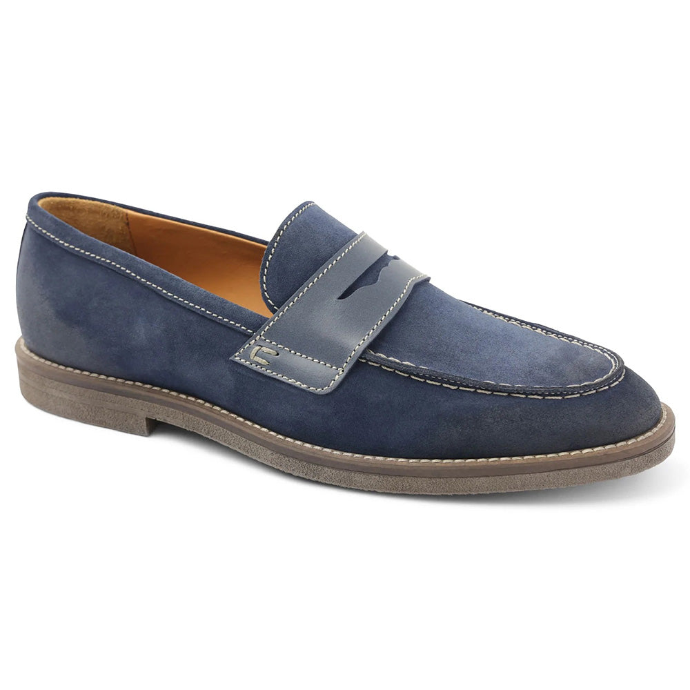 Bruno Magli Sanna Water Resistant Suede Penny Loafers Navy