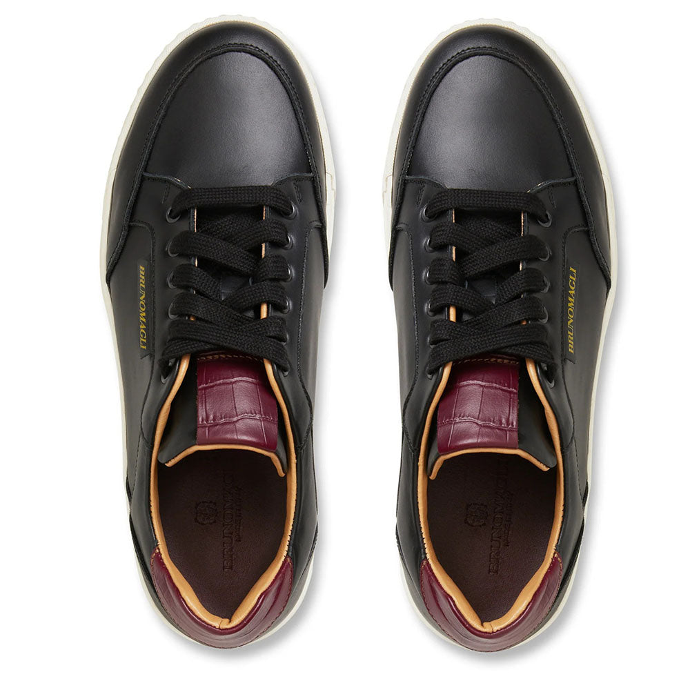Bruno Magli Severo Leather Sneakers Black / Bordo