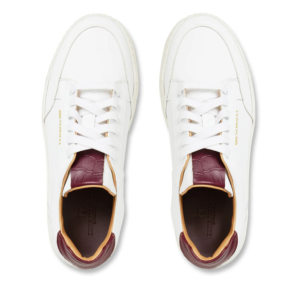 Bruno Magli Severo Leather Sneakers White / Bordeaux