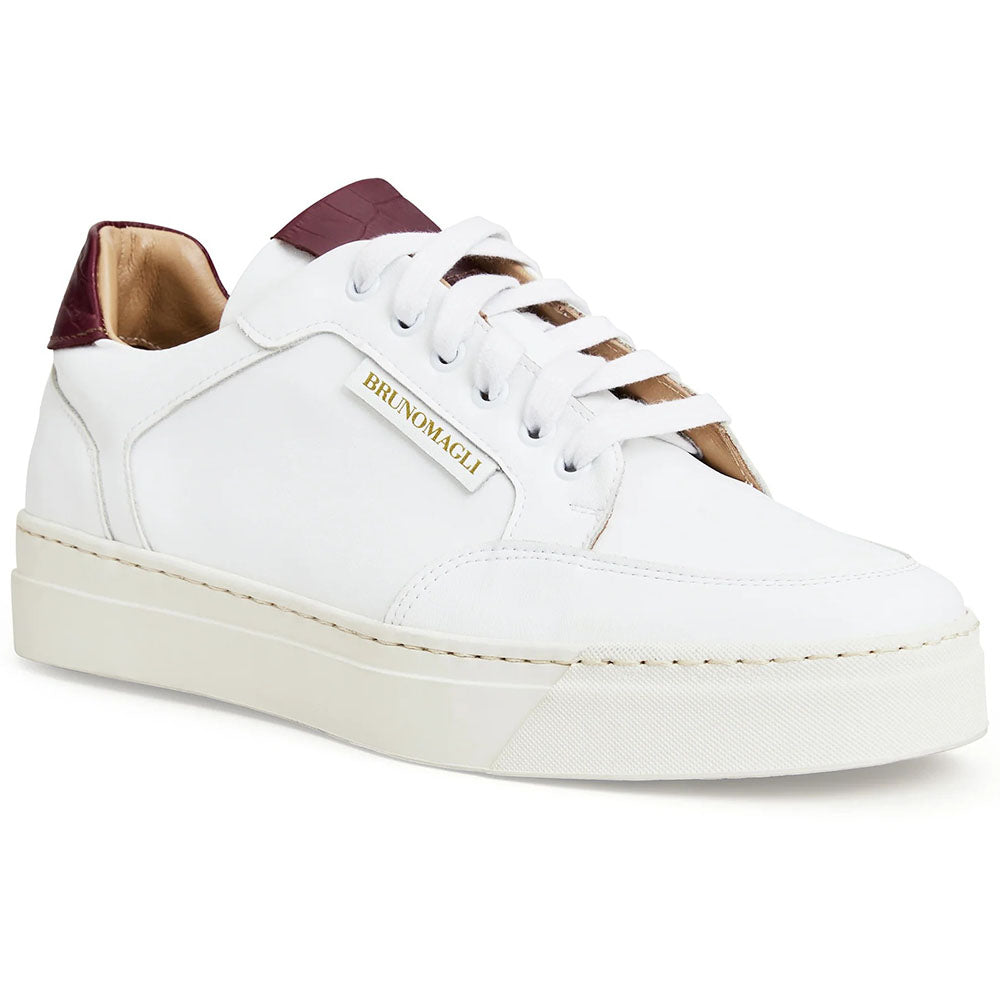 Bruno Magli Severo Leather Sneakers White / Bordeaux