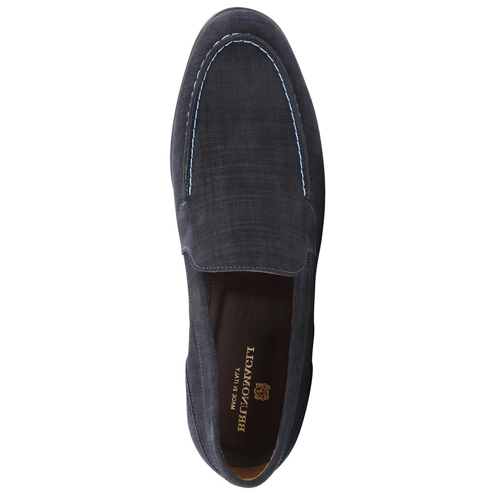 Bruno Magli Sino Suede Moc-toe Loafers Navy