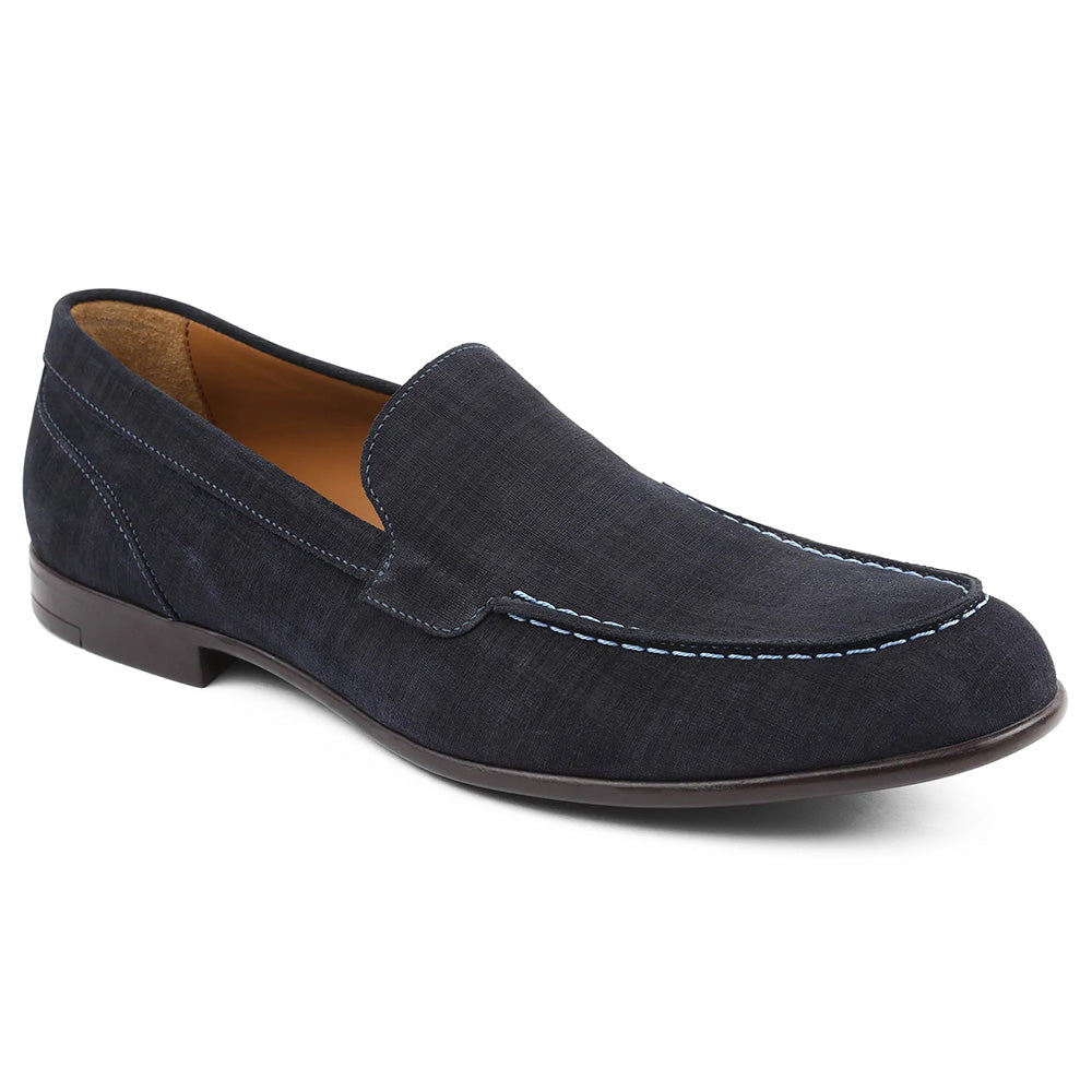 Bruno Magli Sino Suede Moc-toe Loafers Navy