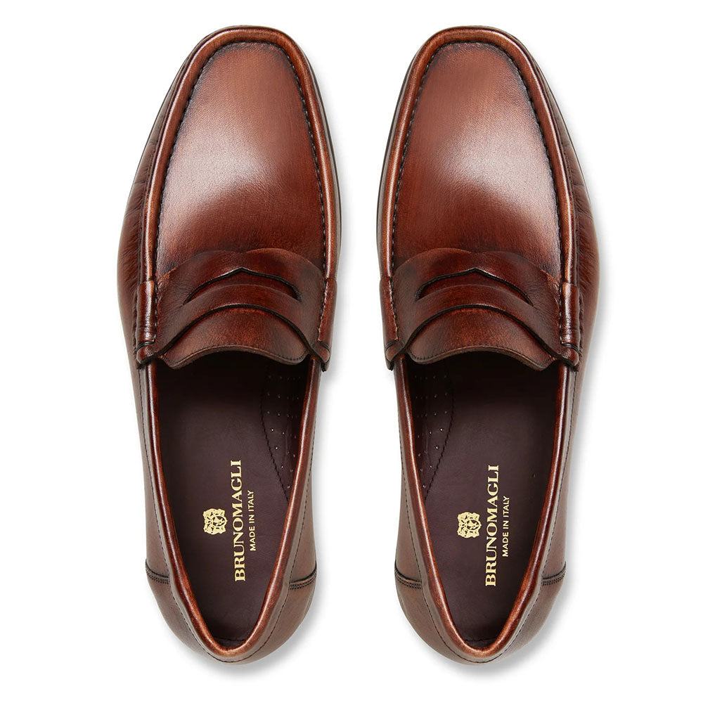 Bruno Magli Tonio Leather Slip-on Loafers Rust