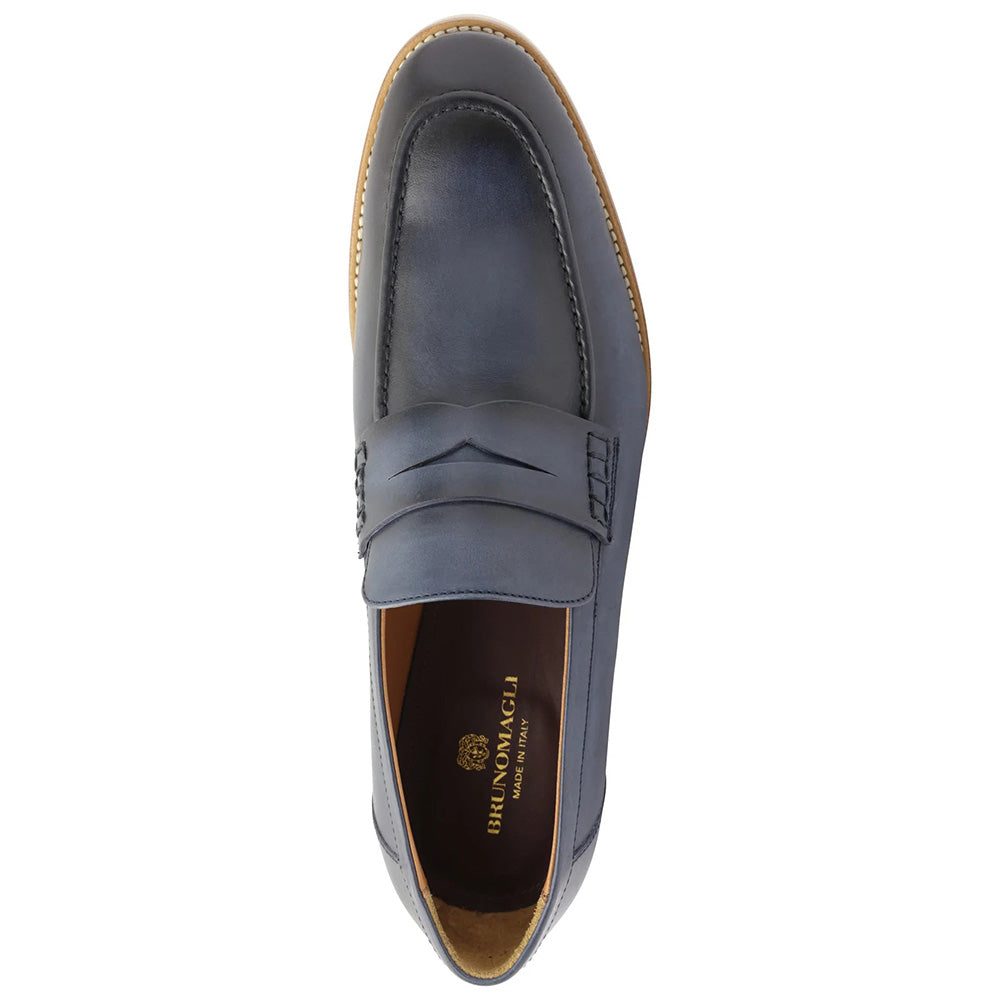 Bruno Magli Varrone Leather Penny Loafers Blue