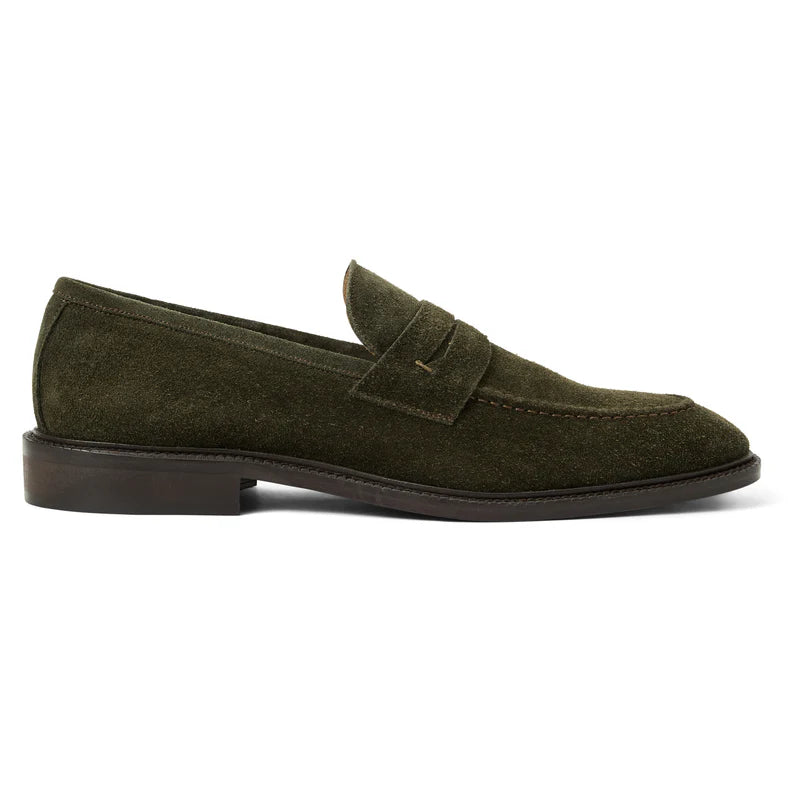 Bruno Magli Venezia Italian Suede Penny Loafer Olive