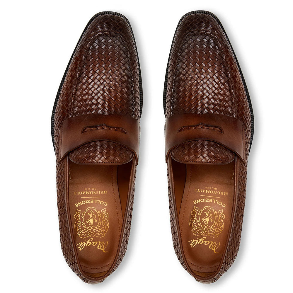 Bruno Magli Vesini Woven Leather Slip-on Loafers Brown