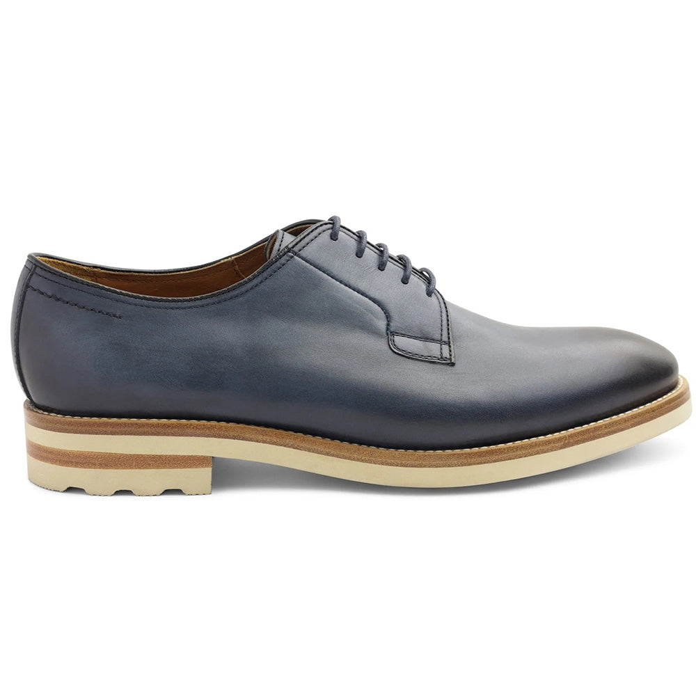 Bruno Magli Viterbo Plain Toe Leather Derby Shoes Blue