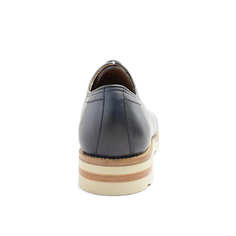 Bruno Magli Viterbo Plain Toe Leather Derby Shoes Blue