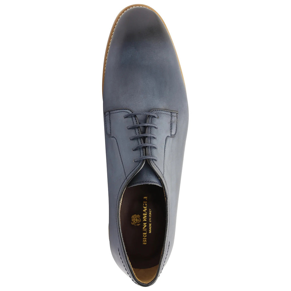 Bruno Magli Viterbo Plain Toe Leather Derby Shoes Blue