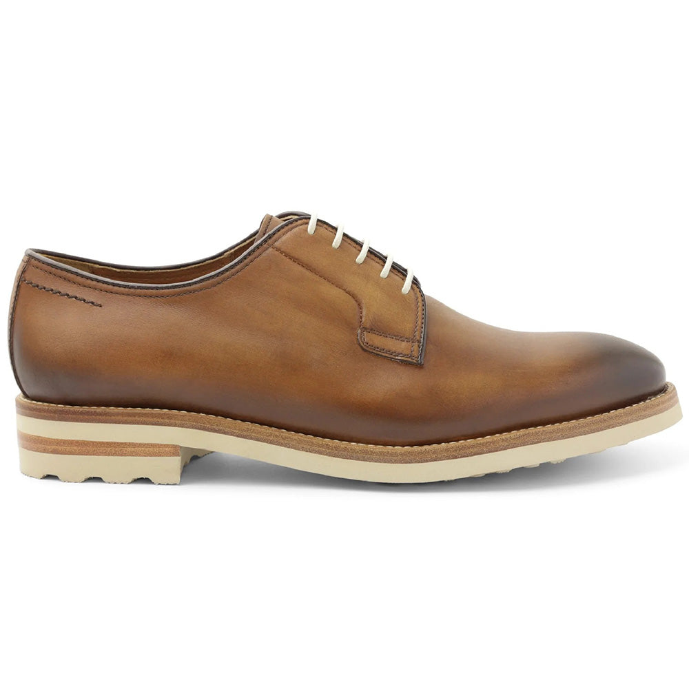Bruno Magli Viterbo Plain Toe Leather Derby Shoes Cognac