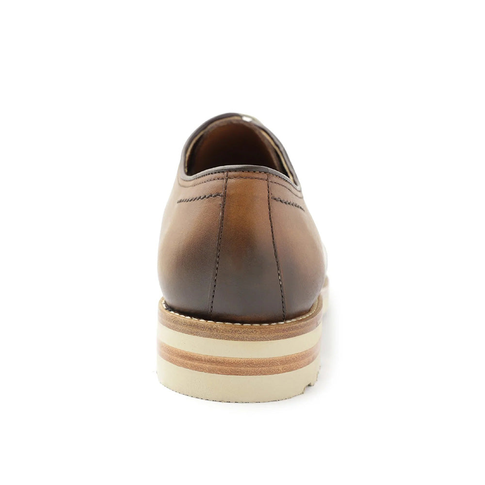 Bruno Magli Viterbo Plain Toe Leather Derby Shoes Cognac