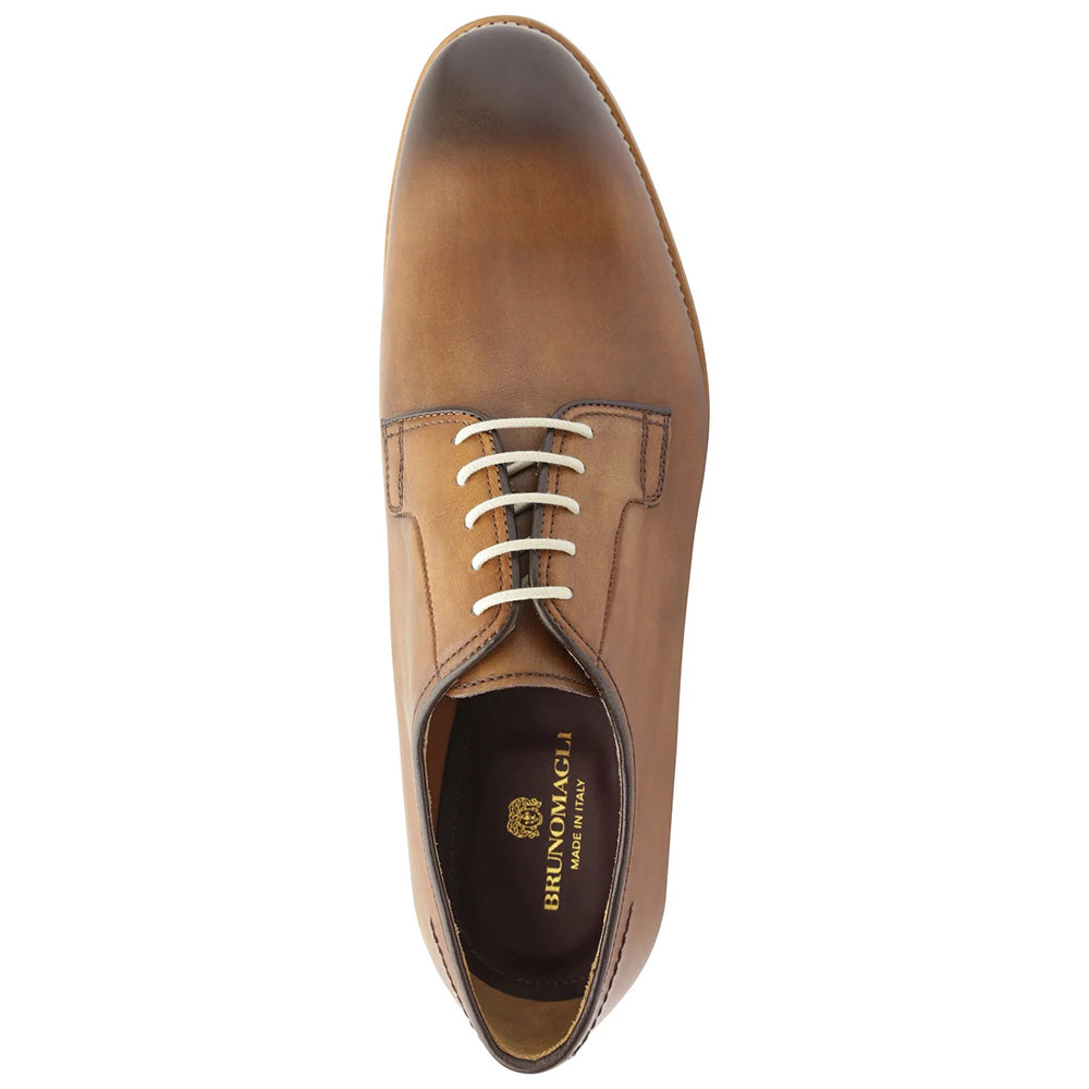 Bruno Magli Viterbo Plain Toe Leather Derby Shoes Cognac