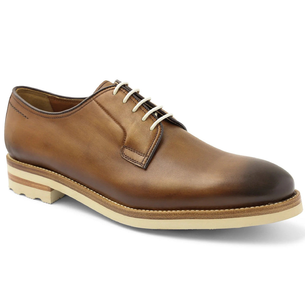 Bruno Magli Viterbo Plain Toe Leather Derby Shoes Cognac
