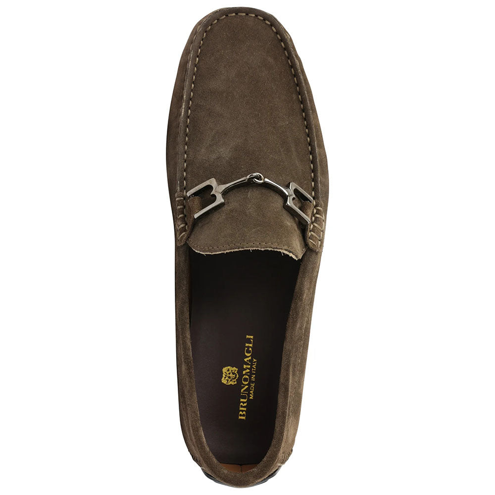 Bruno Magli Xander Suede Driving Moccasin Dark Brown