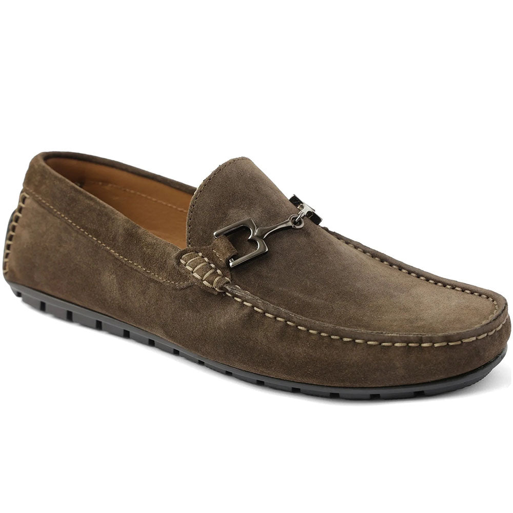 Bruno Magli Xander Suede Driving Moccasin Dark Brown