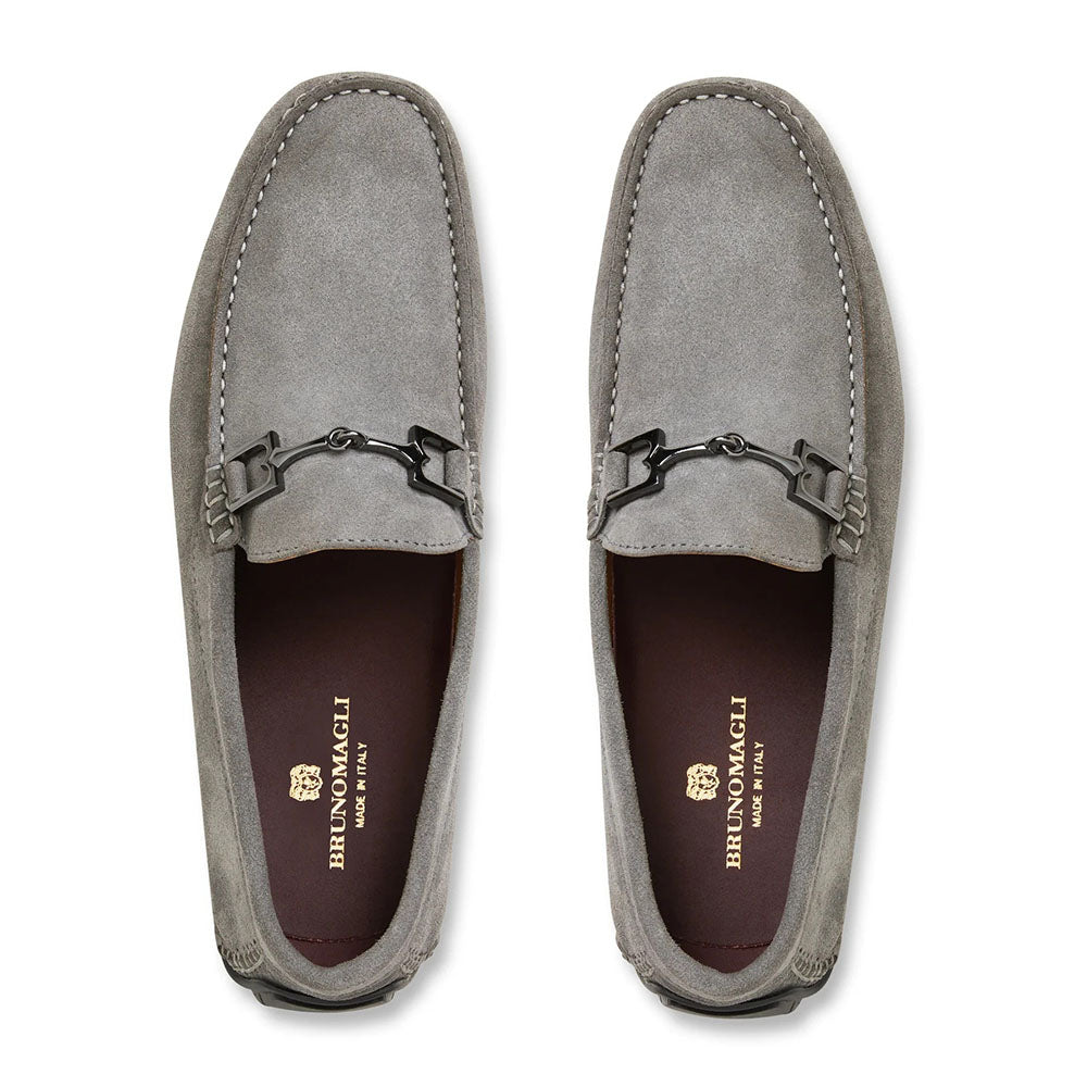 Bruno Magli Xander Suede Driving Moccasin Light Grey