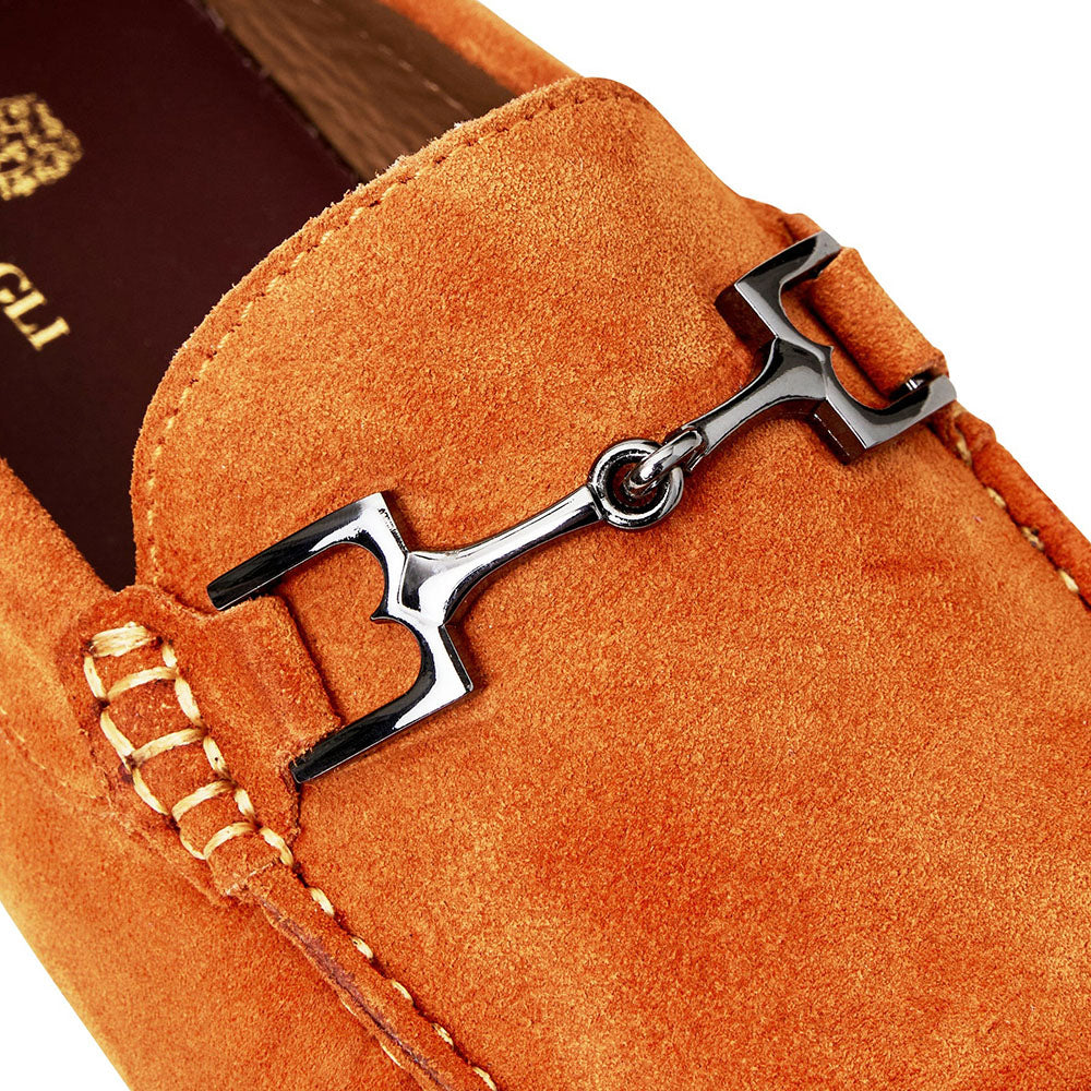 Bruno Magli Xander Suede Driving Moccasin Orange