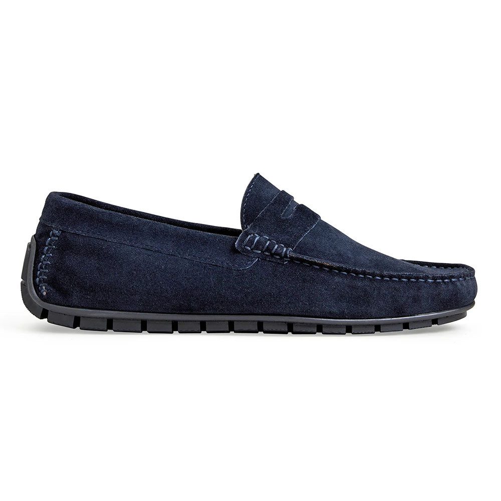 Bruno Magli Xane Suede Casual Slip-on Driving Moccasin Navy