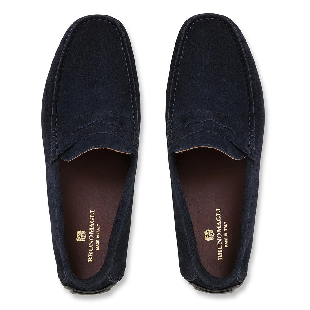 Bruno Magli Xane Suede Casual Slip-on Driving Moccasin Navy