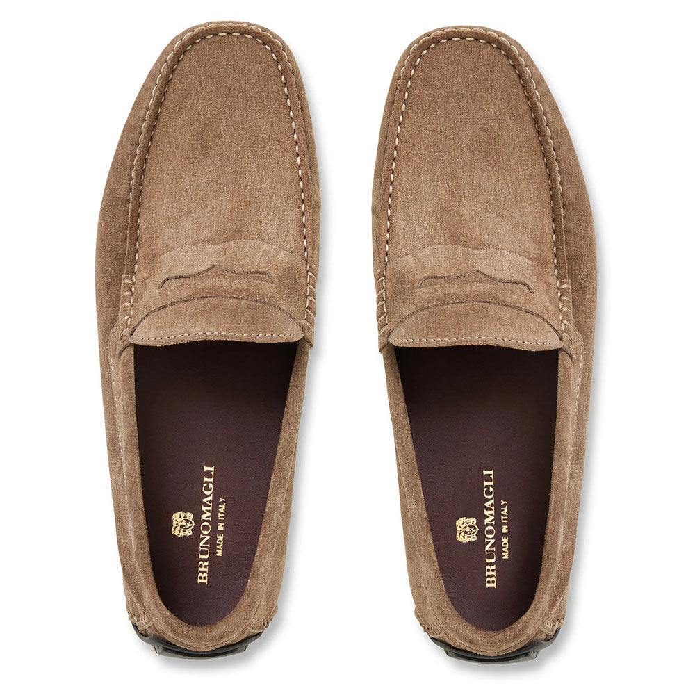 Bruno Magli Xane Suede Casual Slip-on Driving Moccasin Taupe